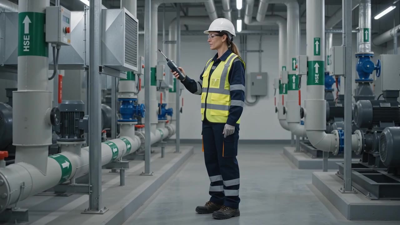 Profesional de Saúde e Segurança do Trabalho acompañando una operación